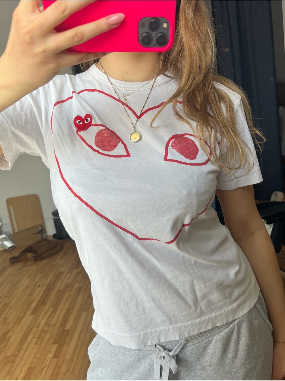 Comme des Garçons PLAY White Tee with Red Heart Graphic